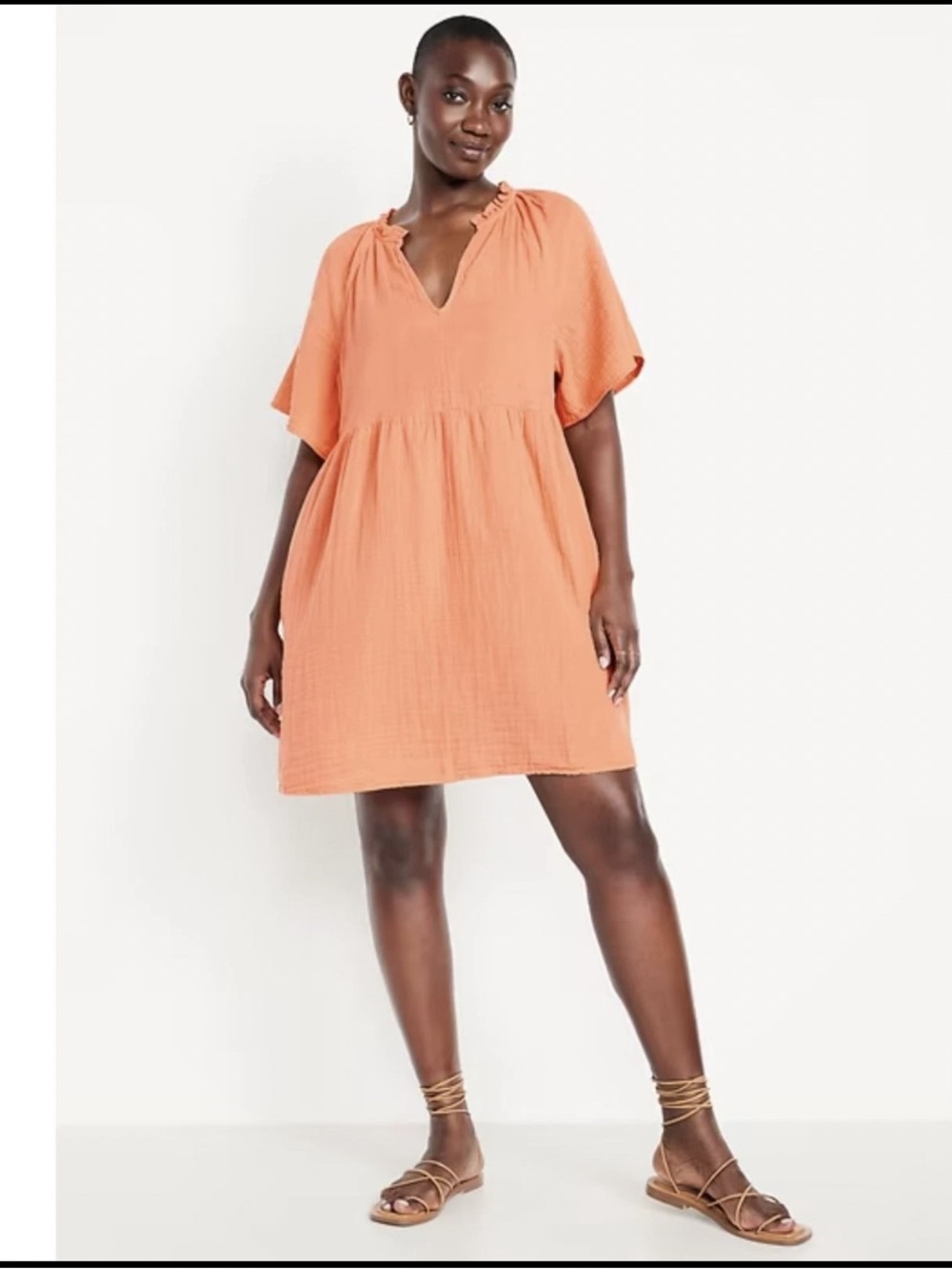 Old Navy Women's Size XL Peach Gauzy Shift Dress Cotton